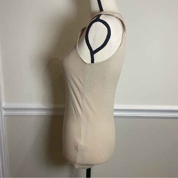 Cotton Citizen Light Tan Ribbed High Crew Neck Tank top - Picture 4 of 8